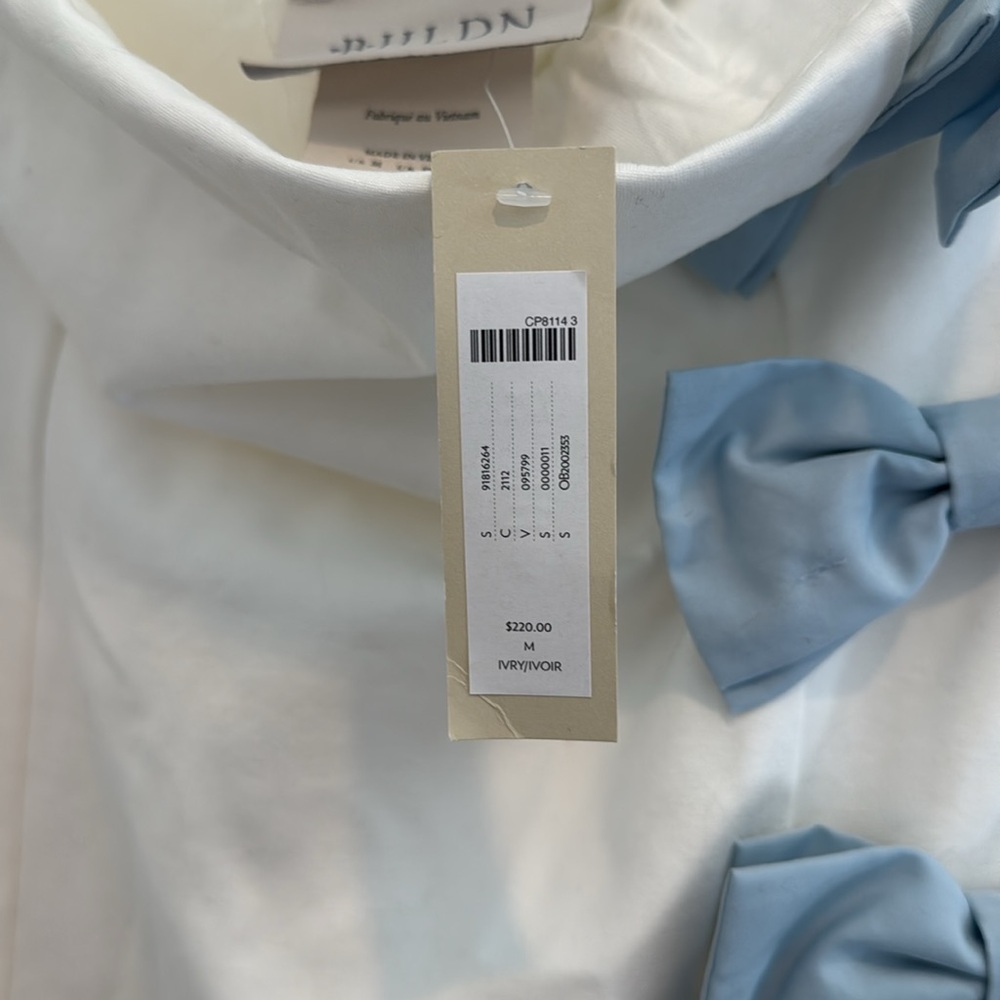 NWT BHLDN - Strapless Side-Bow Asymmetrical Midi Dress - White and Blue - Size M - Picture 6 of 9